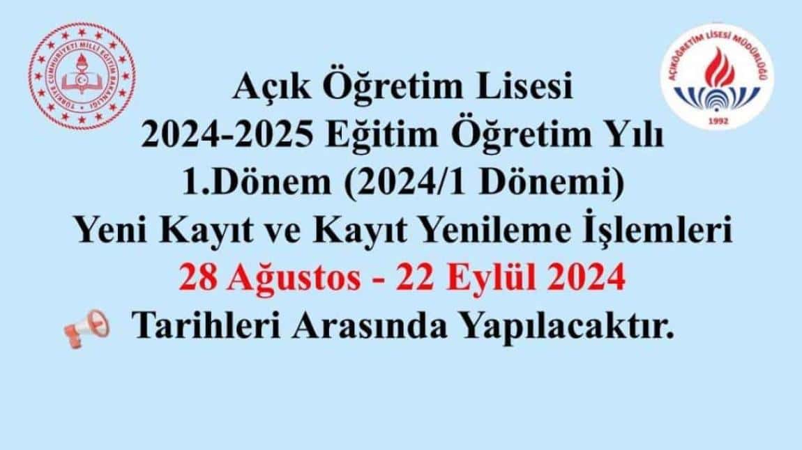 AÇIK ÖĞRETİM LİSESİ KAYITLARI BAŞLADI...!!!